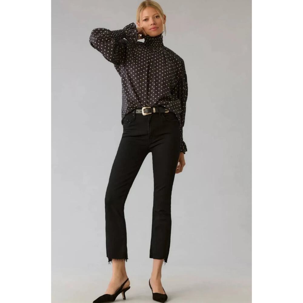 Mother The Insider Crop Step Fray Jeans Not Guilty Black Size 28 MSRP $228
